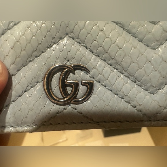Gucci Baby Blue GG Marmont Quilted Python & Calfskin
Leather Compact Wallet - Picture 8 of 13